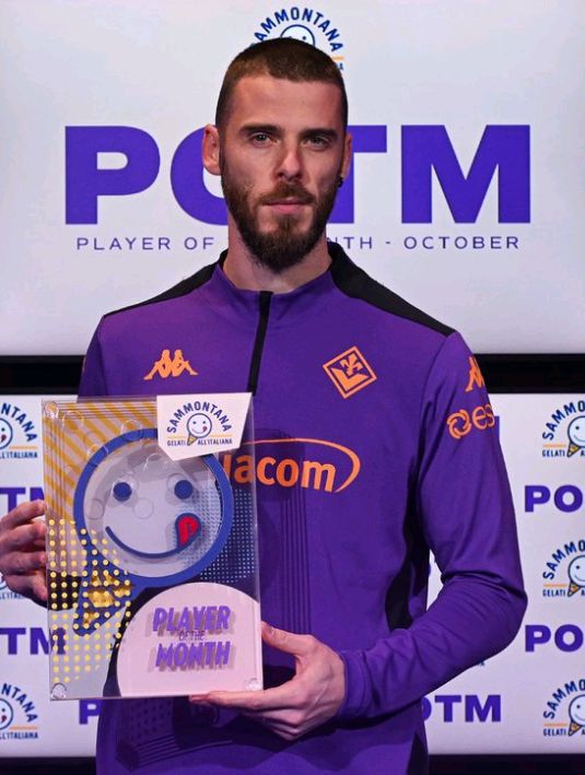 德赫亚当选佛罗伦萨10月最佳球员,重回巅峰助紫百合进欧冠区