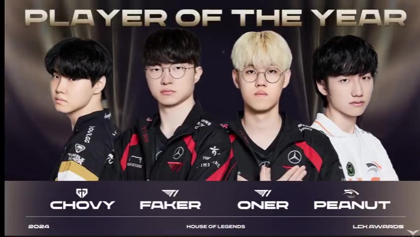 LCK发布年度最佳选手提名预热视频:Chovy、Faker、Oner、Peanut